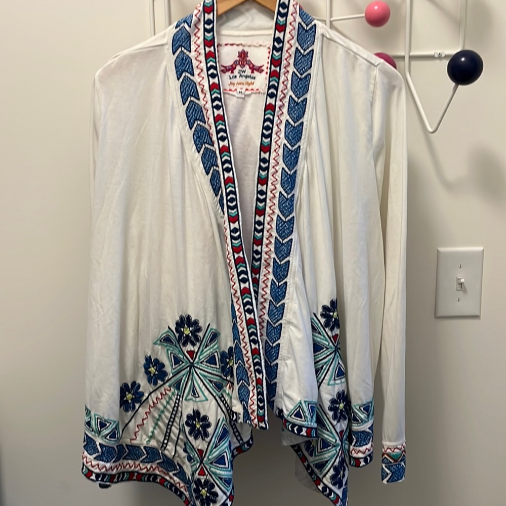 Johnny Was draped cotton cardigan